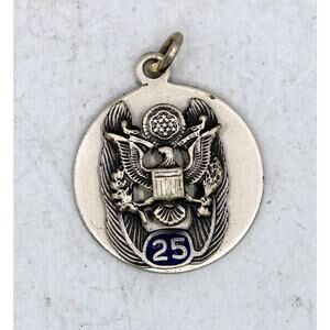 Vintage Sterling Silver Enameled U.S. Army 20 Year Service Pendant